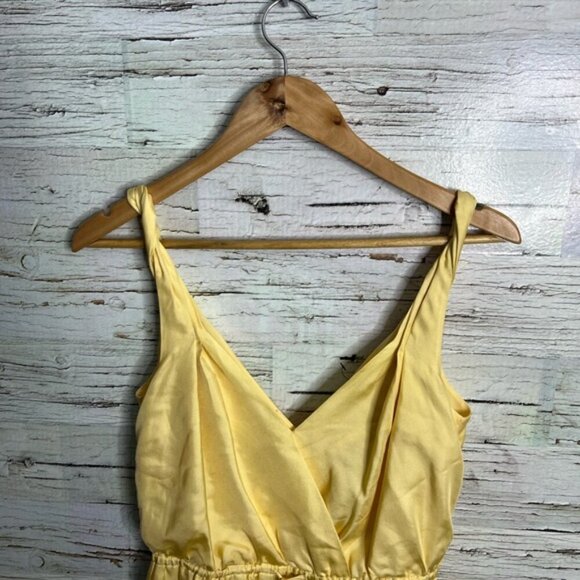 Banana Republic Silk Midi Dress Size 4  yellow - Picture 3 of 9